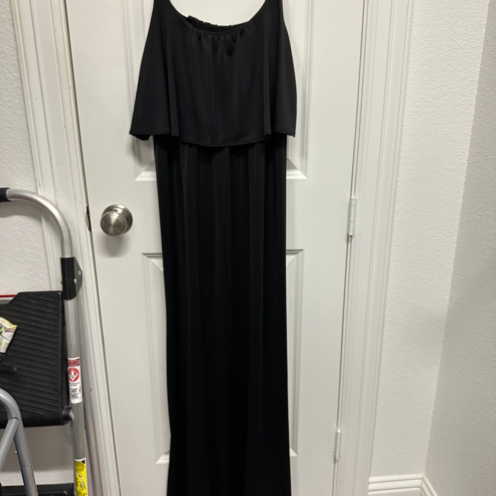 Black Ruffled Tiered peekaboo back Maxi dress
